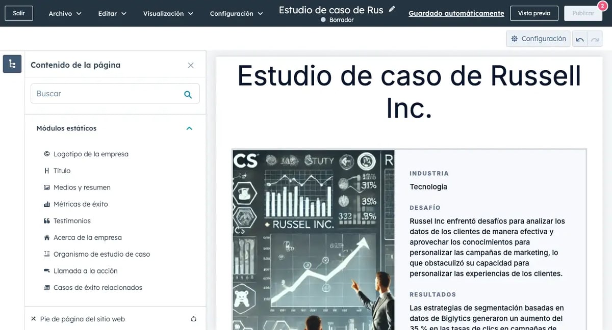 Generador de Casos de Éxito - Content Hub - HubSpot